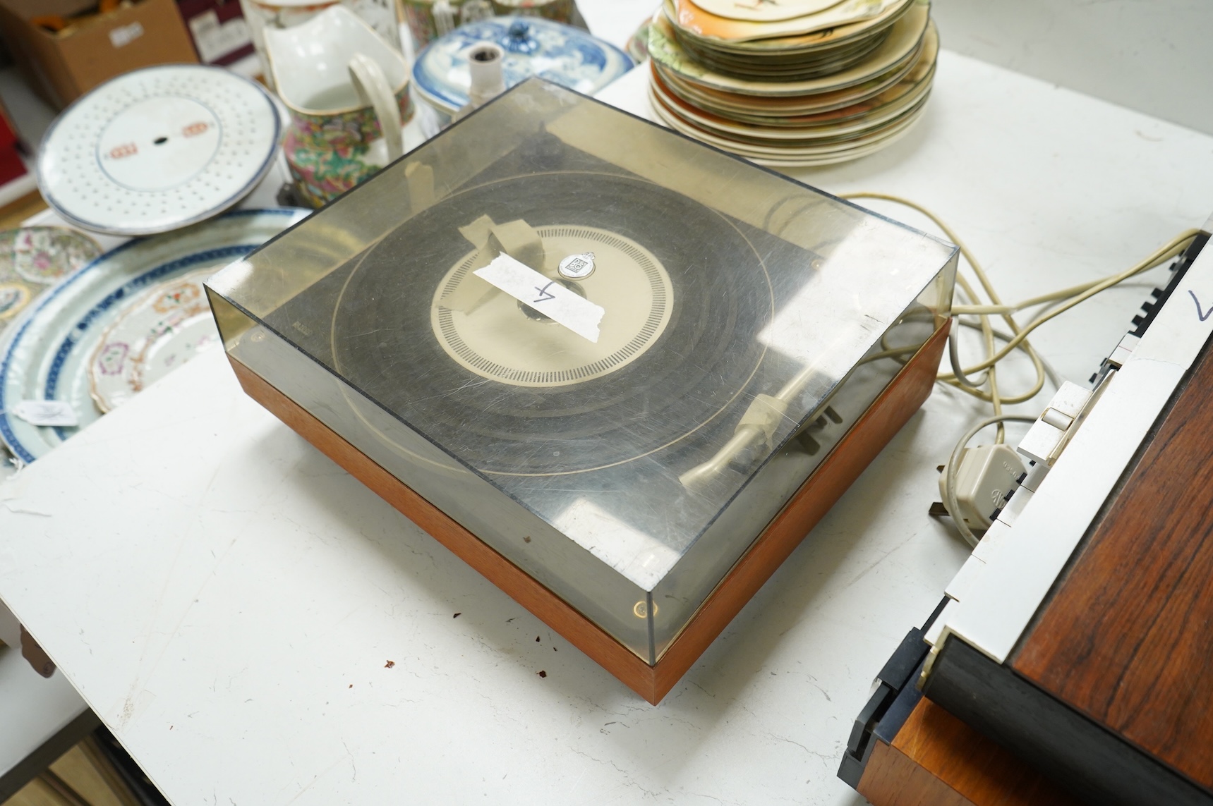 Four Bang & Olufsen stereo items; a Beogram 1000 type 5229 turntable, a Beomaster 4000 type 2406, a Beomaster 901 type 2606, and a Beomaster 1900 type 2903